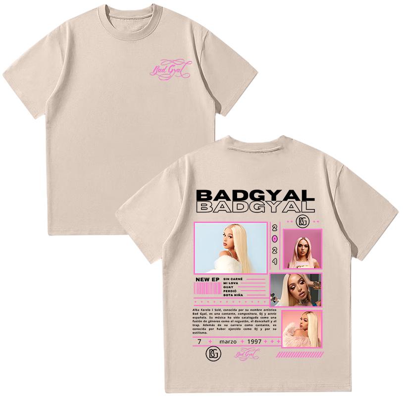 Графические футболки Рэпер Bad Gyal Хип-хоп Футболка Хлопок Высокого Качества Женская Одежда Харадзюку Поп Мужские Футболки Повседневные Y2K Уличная Одежда