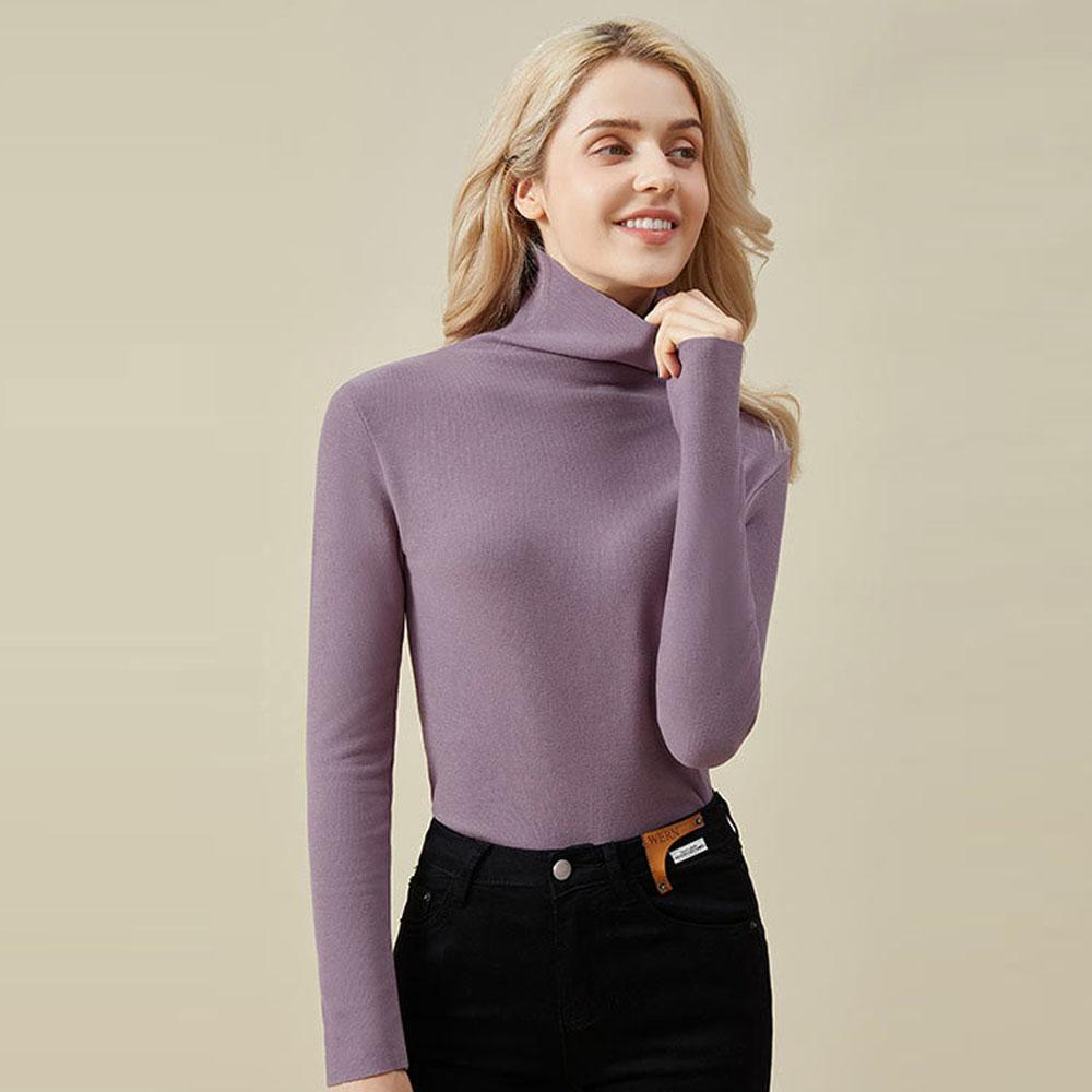 Women's Winter High Collar Elastic Turtleneck Sweater Tops Blouse Undershirts Long Sleeve T-Shirts For Women Thermals Pullovers Formal Clothes