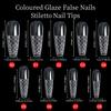 120 шт. накладные ногти с глазурью, типсы для наращивания ногтей на шпильках для цветного геля с глазурью, стеклянная мозаика, дизайн ногтей