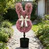 Artificial Rabbit Plant Decoration with Realistic Green Leaves Fade Resistant Fake Plants Anti-UV Plastic Easter Holiday Decor for Home Front Door