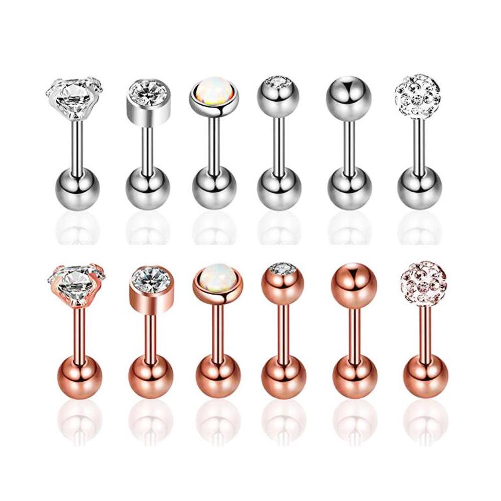Stainless Steel Lip, Zircon Ear, and Ear Bone Studs - Trendy Piercing Jewelry