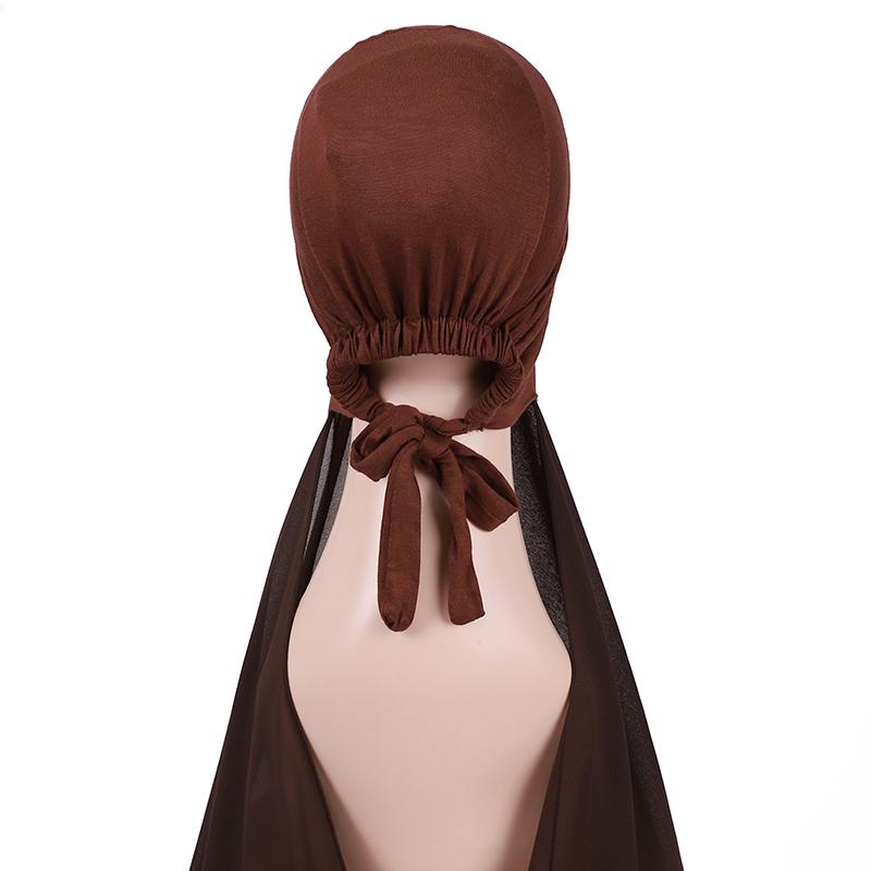 Мусульманский мгновенный хиджаб Женская шапочка с шифоновым шарфом Платок на голову Кепка Внутренняя повязка на голову Эластичный хиджаб Покрытие для головы Тюрбан