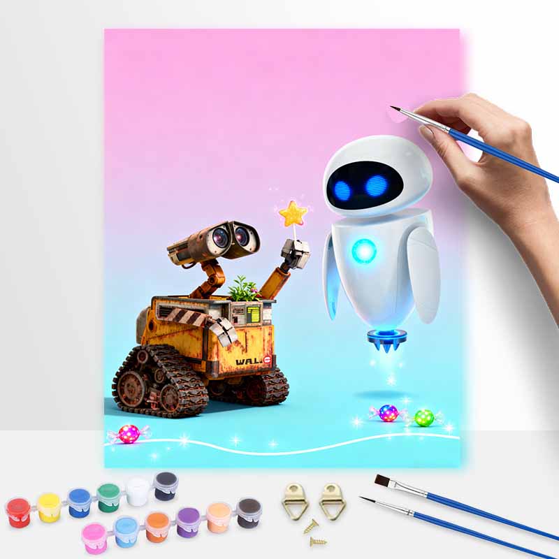 Disney Robot Love Oil Paint Digital Painting Art Kit FillIn Painting Home Decor