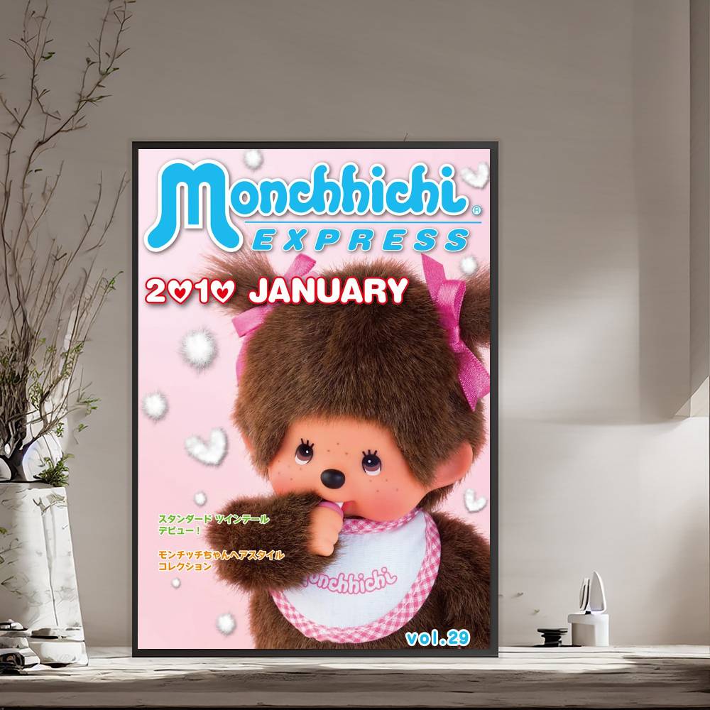 M-MonchhichiS-ES Мультяшные Аниме Постеры Наклейка на Водонепроницаемой Бумаге Кофейня Бар Кавайный Декор Комнаты