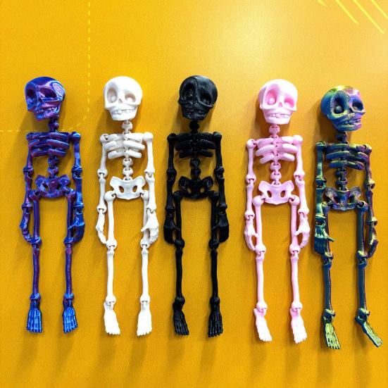 2/5Pcs 3D Printed Skeleton Refrigerator Magnet Halloween Poseable Skeleton Figurine