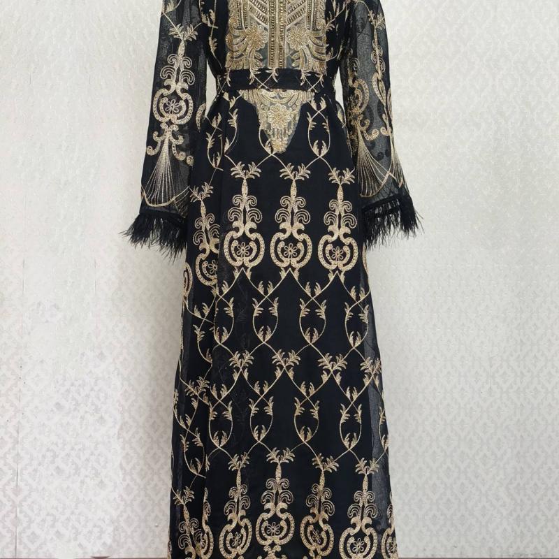 Арабский вышитый стикер платье мусульманский банкетный халат