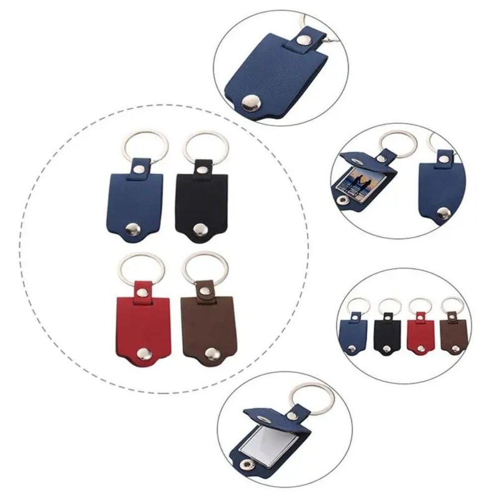 Photo Frame Key Chains PU Leather Car Key Ring Couples Friends Gifts Photo Keyring Men