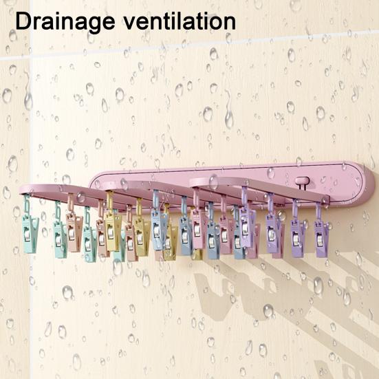 Вешалка для сушки ветрозащитных зажимов с 24 складными настенными креплениями для одежды без сверл, носков, нижнего белья