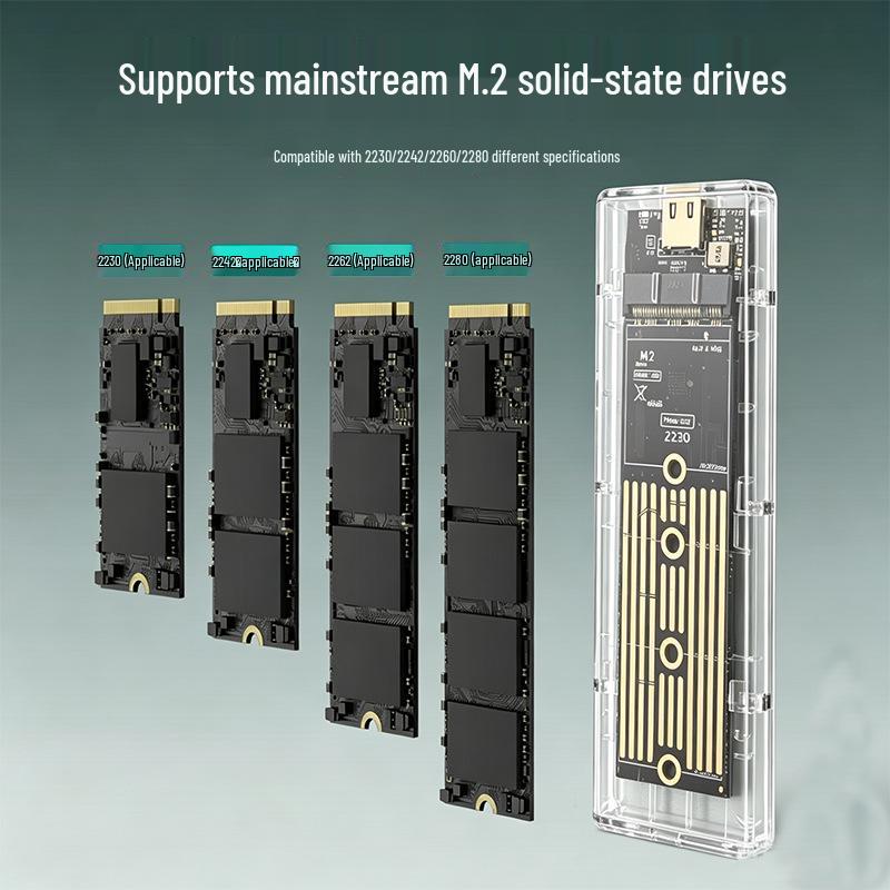 Прозрачный корпус для NVMe M.2 SSD, мобильный бокс для ноутбука 10 Гбит/с