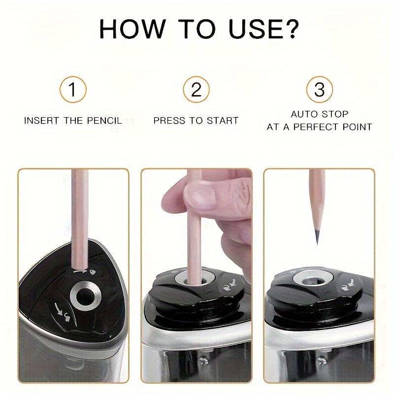 1 шт. Стильная черная электрическая точилка для карандашей с автостопом и автоматическим удалением сломанных грифелей - Быстрая и эффективная заточка, Прочная конструкция из полипропилена