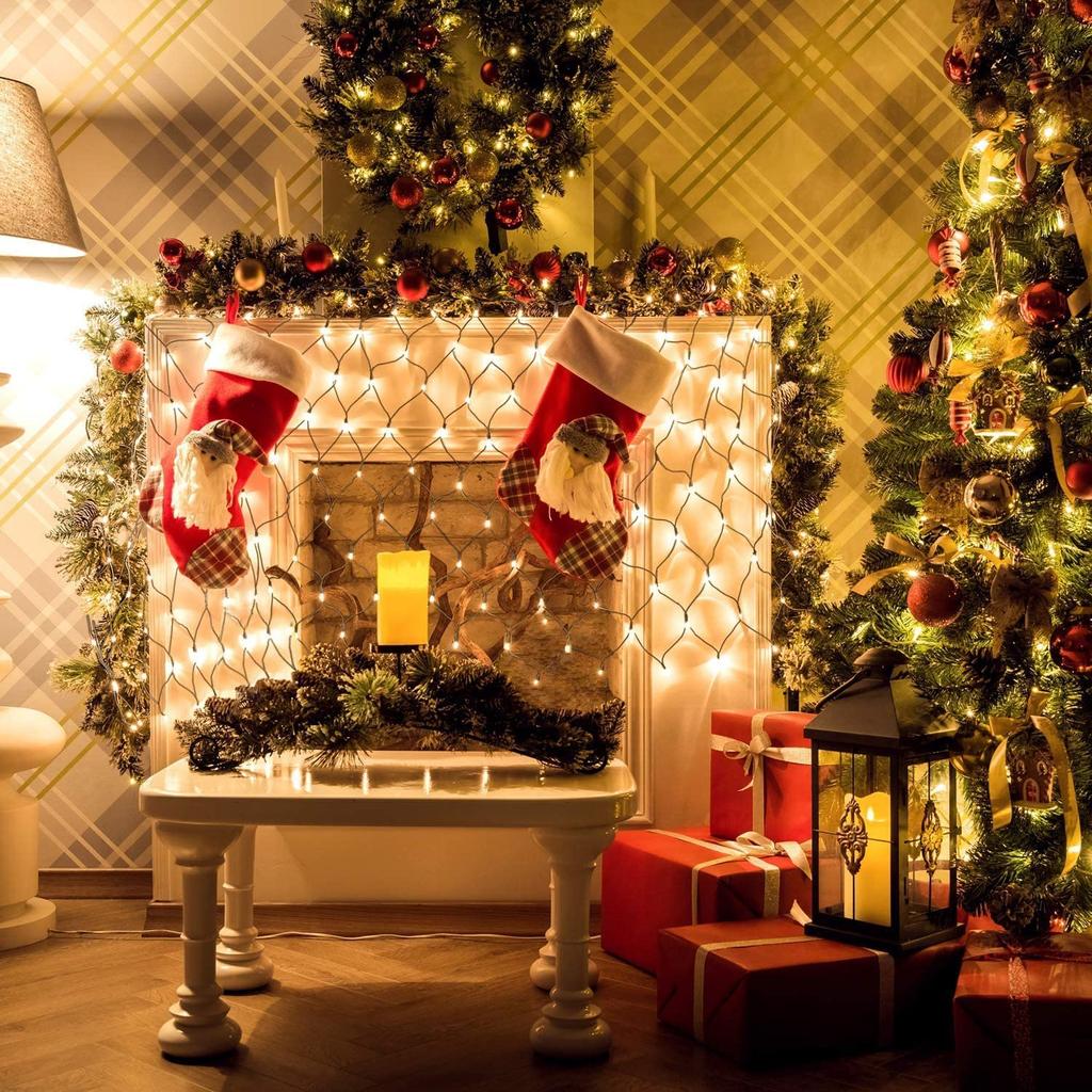 Net Lights, Outdoor Net String Lights 192LED 3*2 Meter 8-Modes with 30V Safe Voltage for Christmas Wedding Garden Decorations