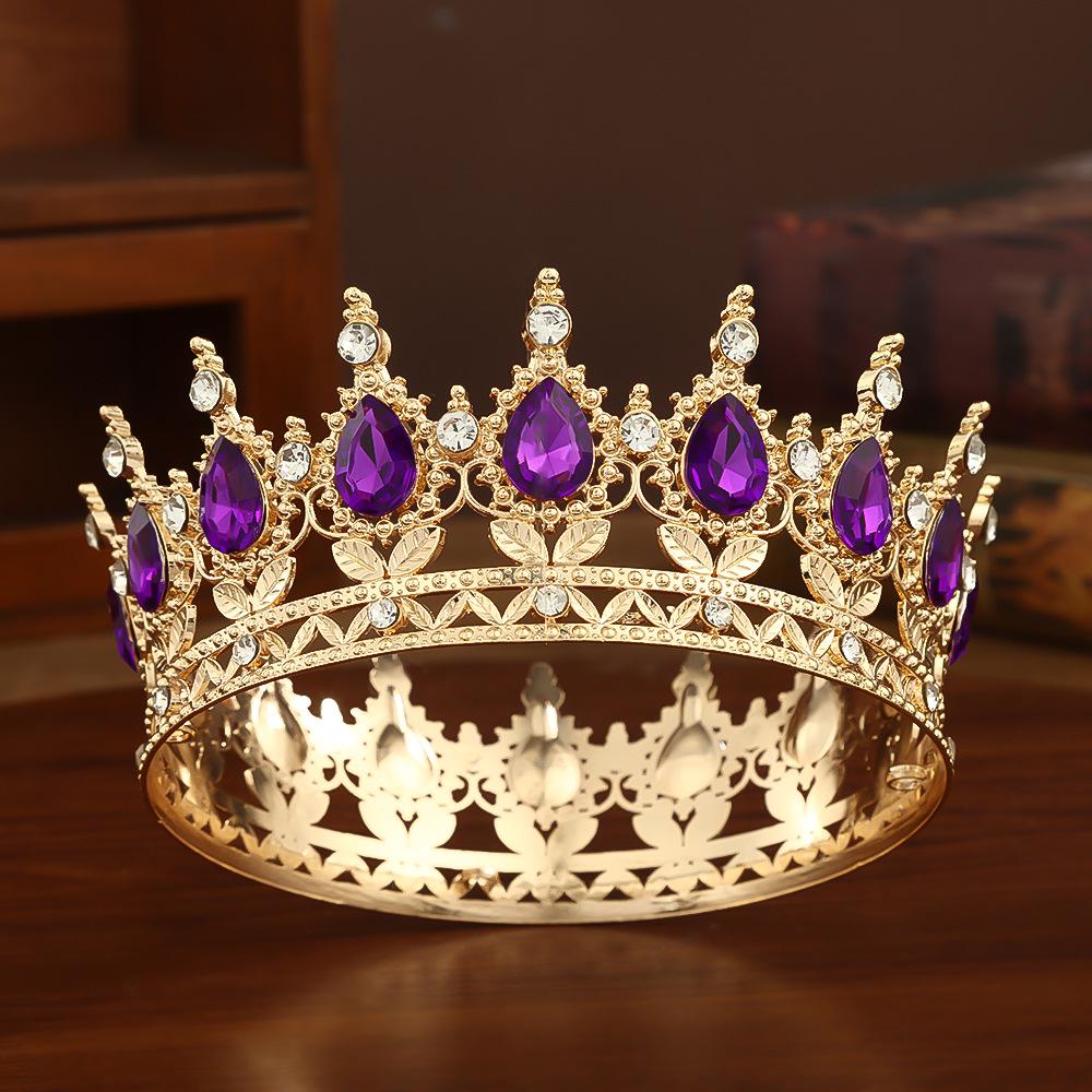 Барочная круглая корона из сплава с бриллиантами, аксессуар для волос на день рождения или в подарок взрослой женщине, женская круглая корона