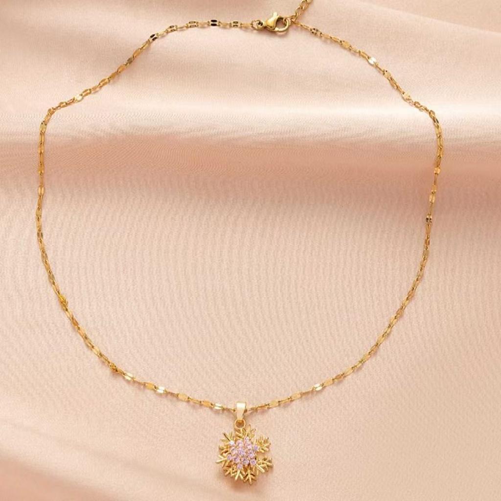 Вращающееся ожерелье-снежинка женское, модное универсальное темпераментное, с инкрустацией цирконом, подвеска, цепочка для ключицы, шейная цепочка