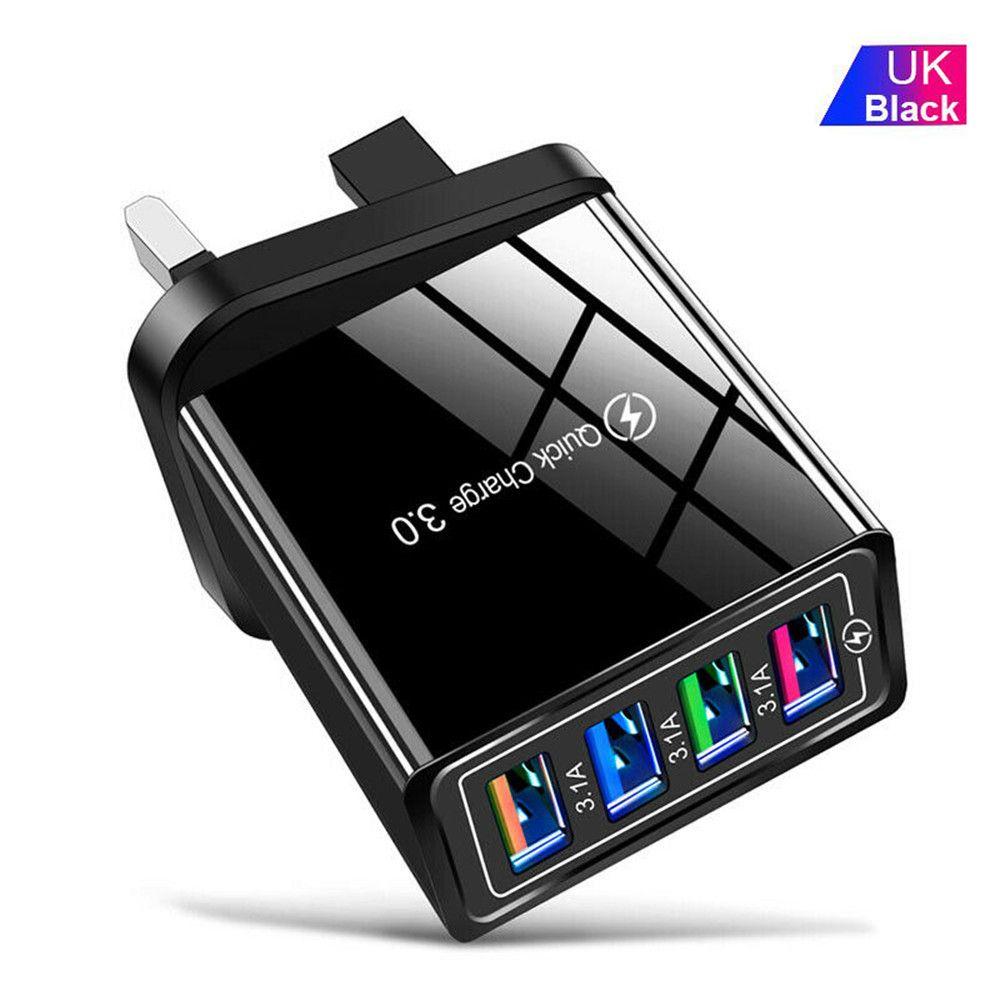 Portable 4 Ports USB Transformer Power Supply Wall Charger Adapter Fast Quick Charger