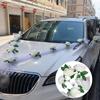 White Rose Artificial Flower for Wedding Car Decoration Bridal Car Decorations Door Handle Ribbons Silk Flower
