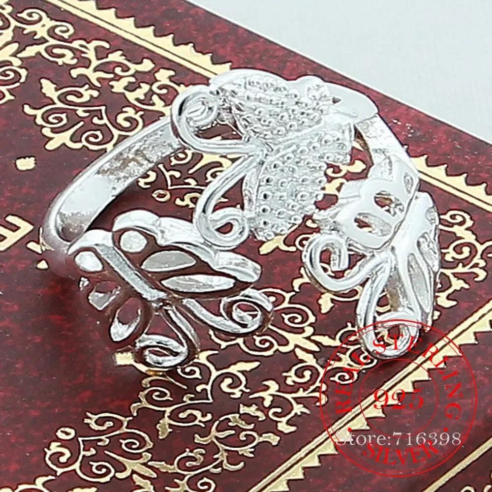 925 Sterling Silver Butterfly Ring - Elegant Openwork Adjustable Ring for Women Delicate Hollow Out Wedding Party Jewelry
