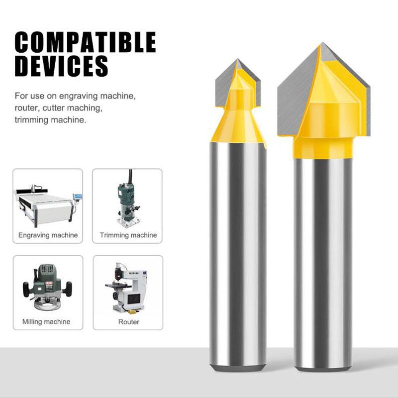 Хвостовик 8 мм Угол 90 градусов V-образная канавка Шаблон V-образная фреза для V-образного фрезерования очистка заподлицо обрезка углов скругление кромок галтельные фрезы инструменты