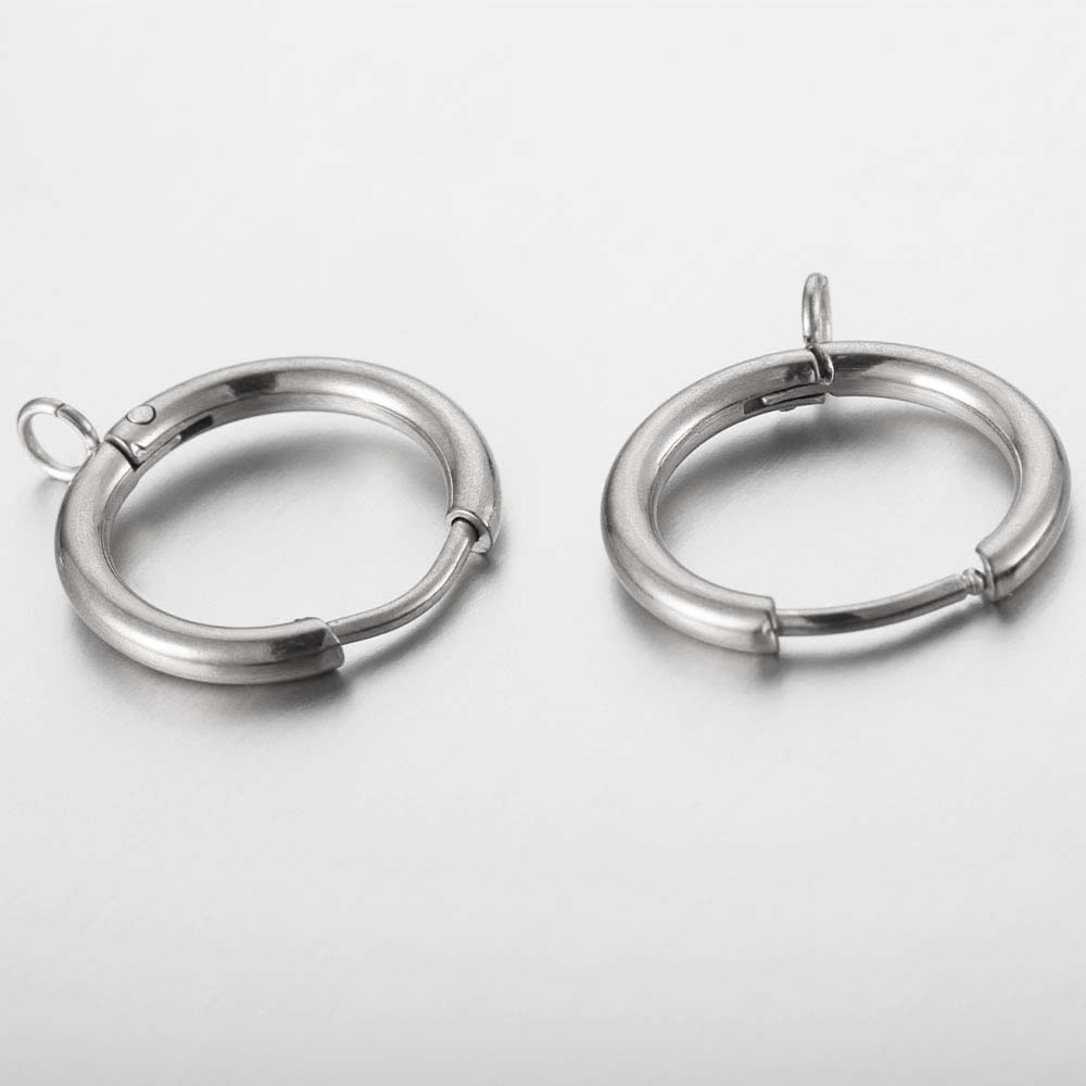 10pcs Stainless Steel Gold Plated 16mm Hoop Earring Hook with Loop Ear Post Jump Ring French Earrings Earwire DIY Jewelry Making