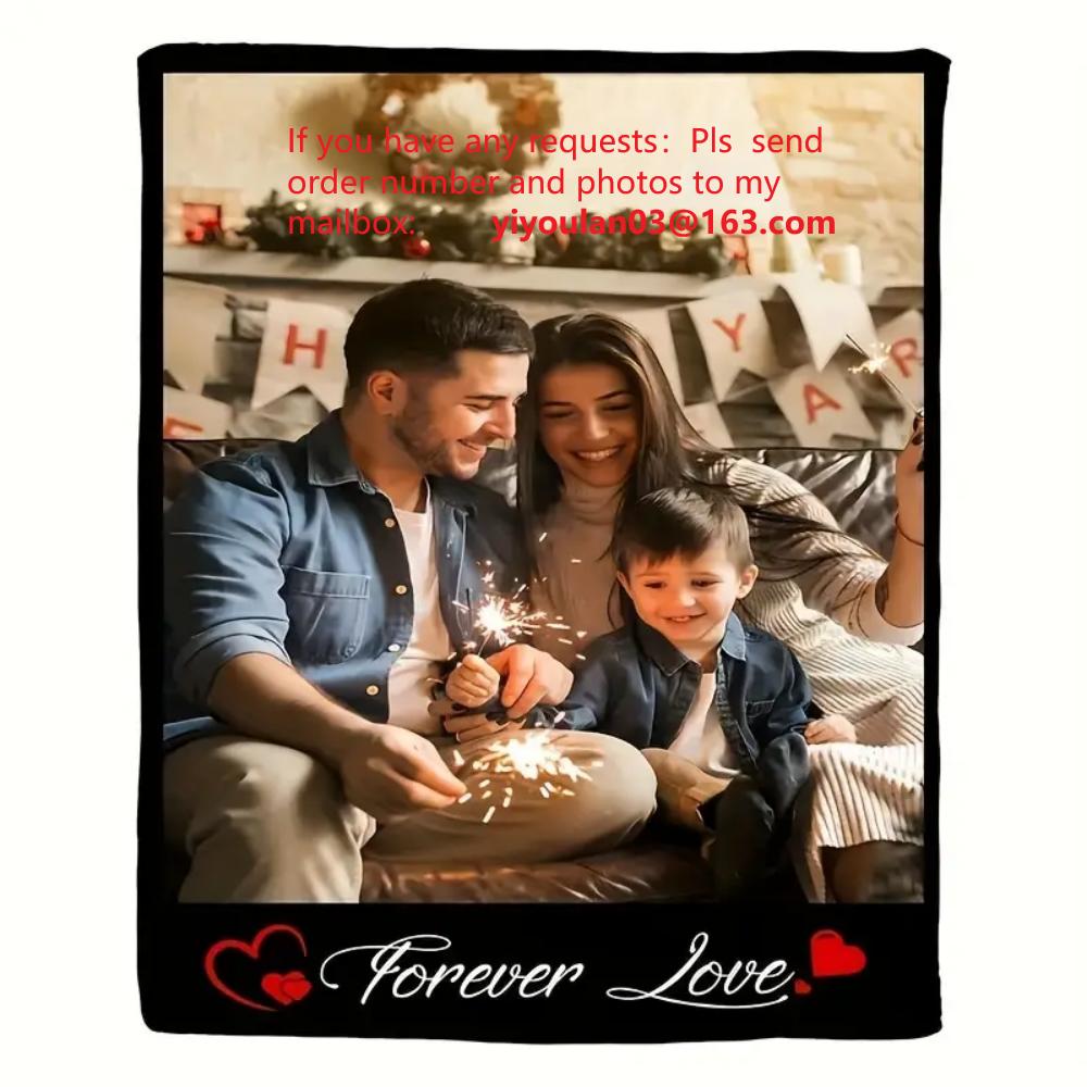1pc Custom Photo Flannel Blanket HD Personalized Throw for Family Parents Halloween Christmas Birthdays More Soft Warm