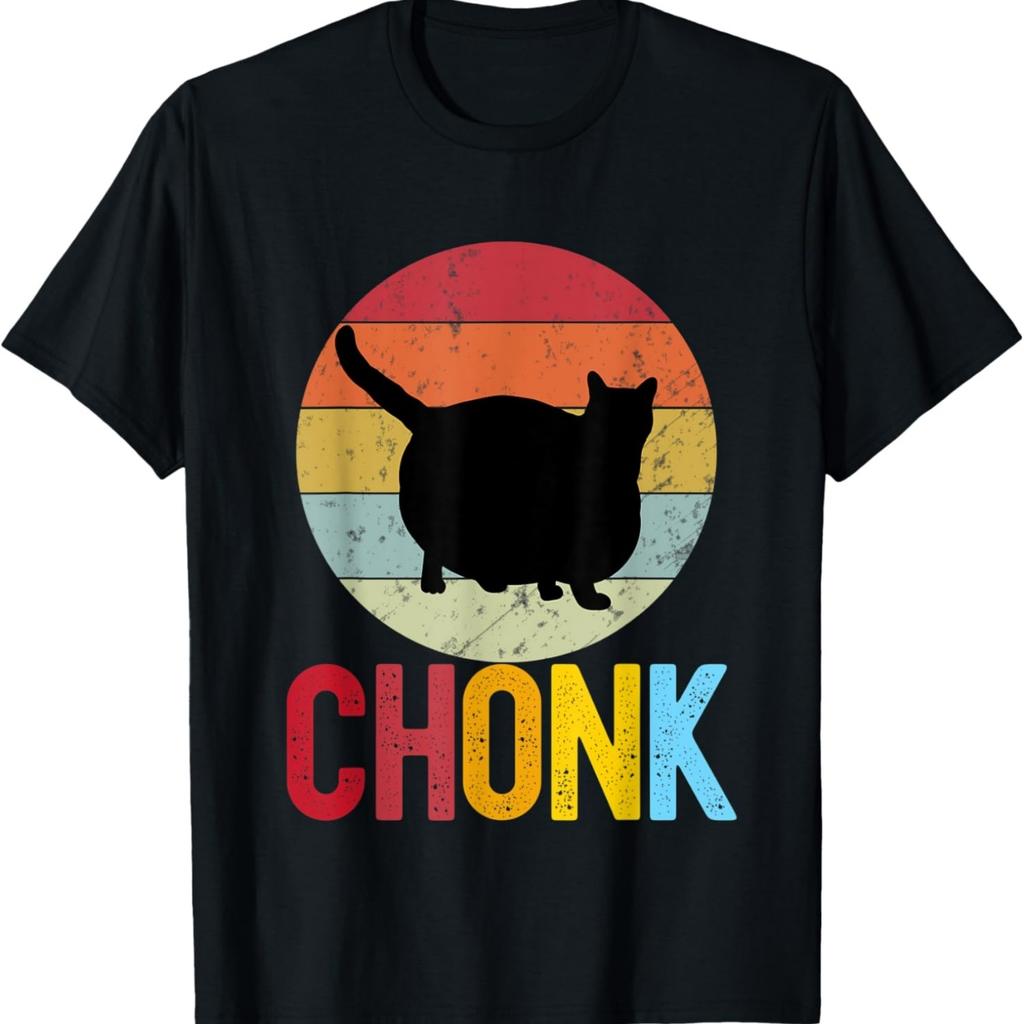 Chonk Cat Scale Meme Funny Retro Style Vintage Cats Memes T-Shirt(4)