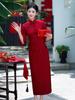 2025 Red Jacquard Lace Qipao: Chinese Style Bridal & Evening Dress for Mother of the Bride