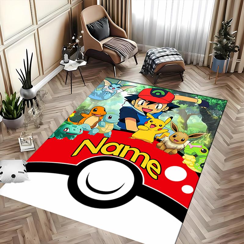 Custom personalization Pokémon Ash and Pikachu Area Rug - Perfect For Kitchen, Bathroom,Laundry Room Decor Large Size Available,Gift All Seasons