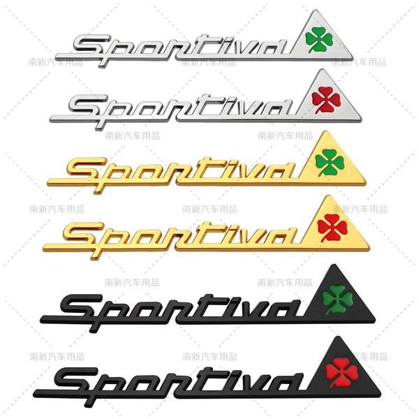 2pcs/lot 3D Metal Sportiva Clover Car Emblem Auto Badge Rear Trunk NamePlate Stickers Side Fender Decal