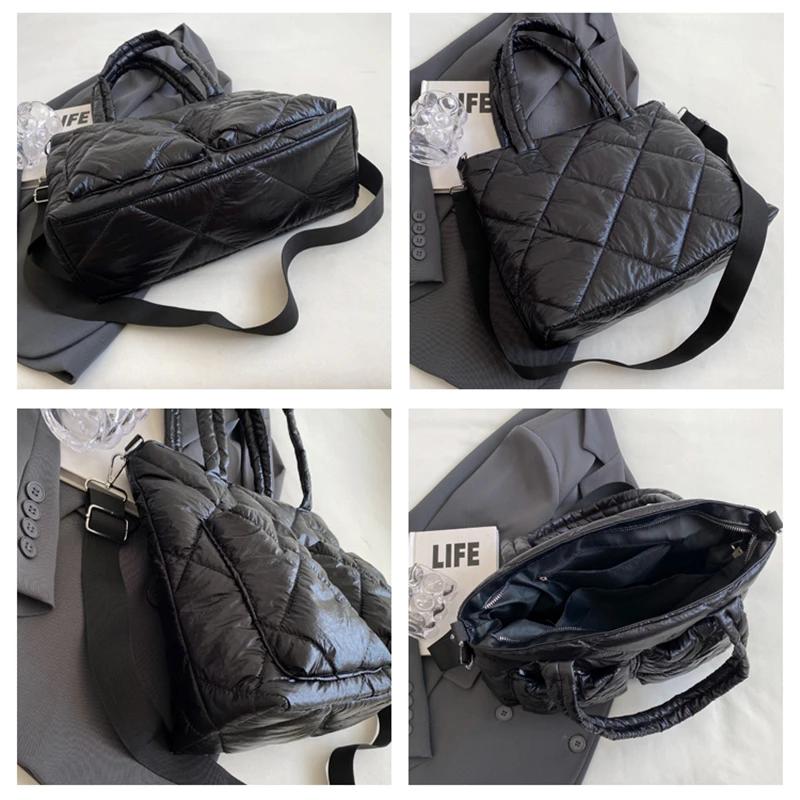 Женская мягкая хлопковая сумка-мессенджер на плечо зимняя сумка просторная пуховая яркая большая вместимость сверхлегкая повседневная модная новая