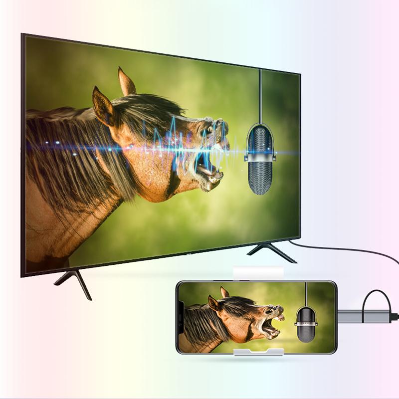 TYPE C Lightning to HDMI-совместимый HDTV-телевизор, цифровой AV-кабель-адаптер 1080P для iPhone iPad Android Phone