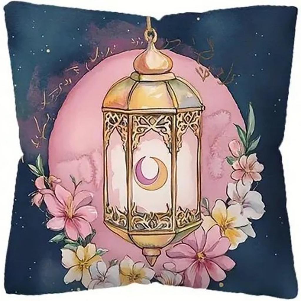 Ethnic Moon Lantern Flower Pillowcase Festive Sofa Cushion Cover Bedroom Pillowcase Waist Pillowcase