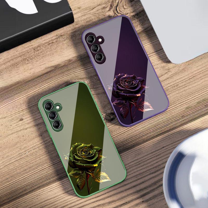 Темно-золотая роза для Samsung A 73 72 71 70 56 55 54 53 52 51 50 42 35 34 33 32 31 26 25 24 23 22 30 20 стеклянный чехол для телефона