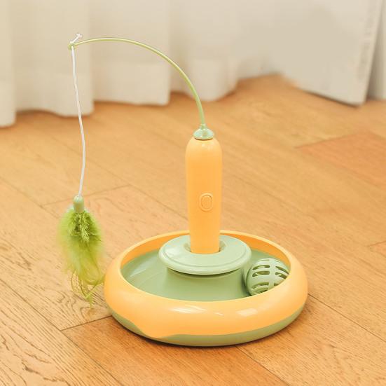 Автоматическая палочка-дразнилка для кошек Интерактивная умная палочка-дразнилка для кошек с вращающимся пером и катящимся шариком для домашних кошек