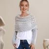 Knitted Cable Wrap with Sleeves Solid Color Hollow Twist Crochet Pattern Women Shawl Scarf