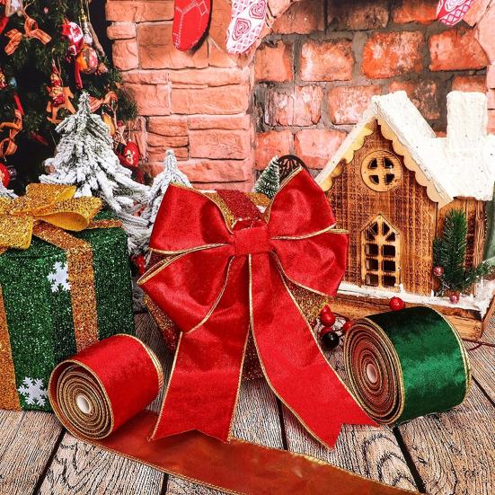 Christmas Ribbon Solid Color Polyester Craft Ribbon for Gift Wrapping Bows 5-Yard Holiday Decor DIY Projects Supplies