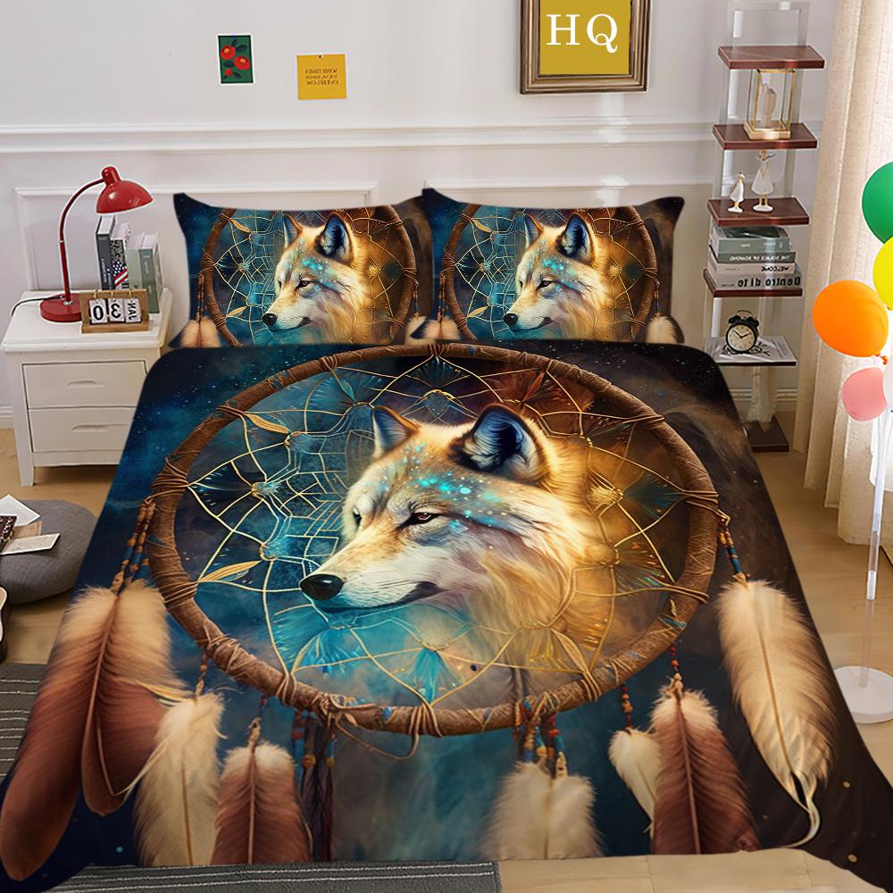 Пододеяльники с принтом волка King Size, комплект постельного белья из микрофибры, мужской мягкий высококачественный домашний текстиль