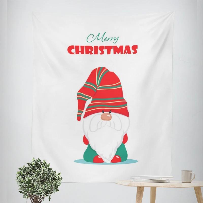 New Year Christmas Gnome Dwarf Pattern Living Room Bedroom Decorative Tapestry