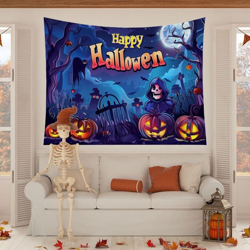 Хэллоуин украшение для вечеринки дома гобелен фон ткань кроваво-красный отпечаток руки клоун ужас тыквенная голова атмосфера гобелен