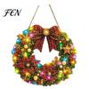 Seasonal Holiday Crafting Set Christmas Diamond Painting Wreath Kit with LED String Lights, Snowman Pearl Art Handmade Festive Home Decor for Adults,