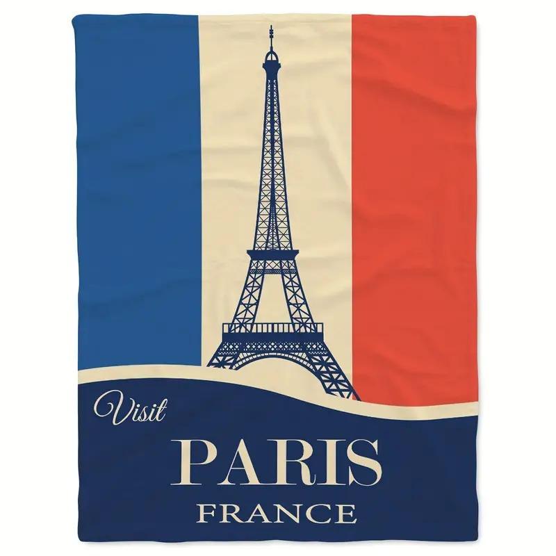 Eiffel Tower in Paris Printed Blanket for Sofa Bed Travel Camping Living Room Office Conditioning Blanket for All Seasons Gifts