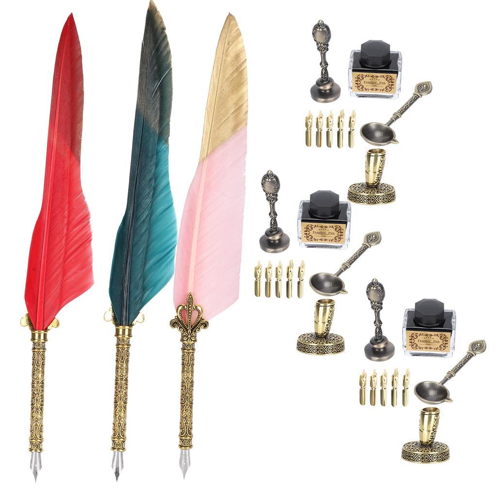  Набор ручек с золотым покрытием, винтажный инструмент для письма, ретро-каллиграфия, подарок