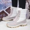 Waterproof PU Leather Snow Boots Fashion Women High Boots Plush Cotton Shoes Warm Winter Outdoor Walking Hiking Shoes