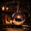 Plastic Ball Ornament Halloween Clear Hanging Decoration, Glowing Sphere with Skeleton, Lighted Transparent Decorations Pumpkin, Spider Web, Black Cat