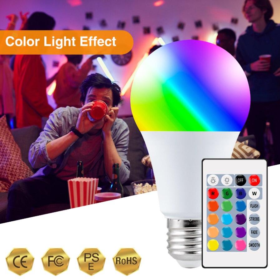 AC85-265V E27 светодиодный RGB-прожектор, лампа Bombillas, светодиодный 15 Вт, 10 Вт, 4 Вт, ИК-пульт дистанционного управления, светодиодная лампа, умная светодиодная лампа RGBW, домашний декор