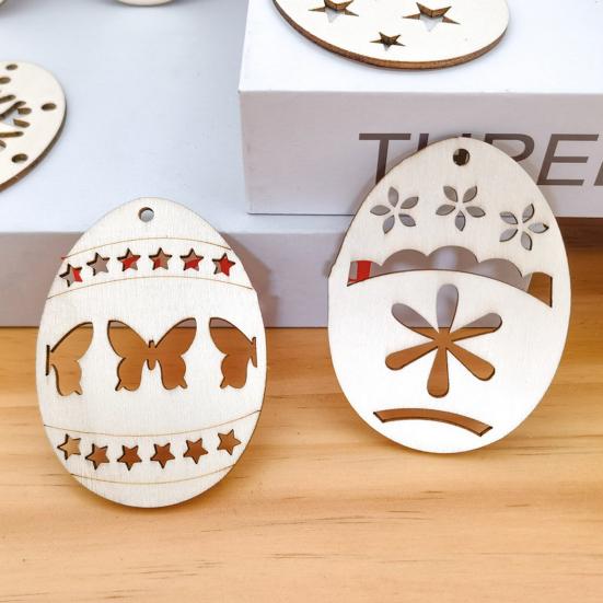 10 шт. деревянных пасхальных украшений в виде кролика, незаконченные поделки своими руками с отверстием для подвешивания