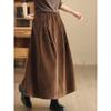 Women's Spring Autumn Winter Japan South Korea Temperament Retro Corduroy Skirt Elastic Waist Temperament Pendulum Skirt Velvet Long Skirt