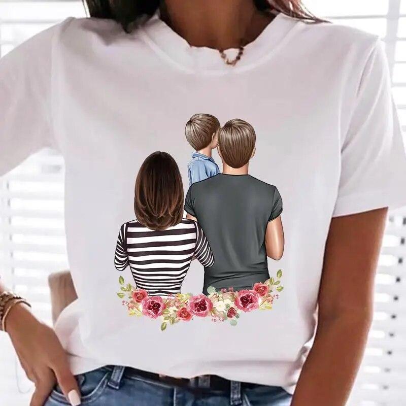 Women Family Mom Mother Mama T-shirts Female T Tee Cartoon Sweet Love Son 90s Clothes Lady Casual Shirt Graphic Tshirt Top