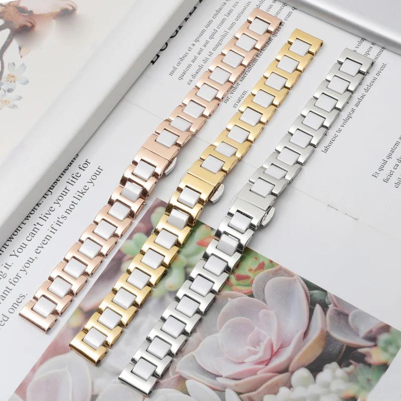 Для Rossini DW Armani Huawei B5 B6 ремешок для женских часов из высококачественной стали и керамики 14 мм 16 мм 17 мм 18 мм 19 мм 20 мм 21 мм 22 м