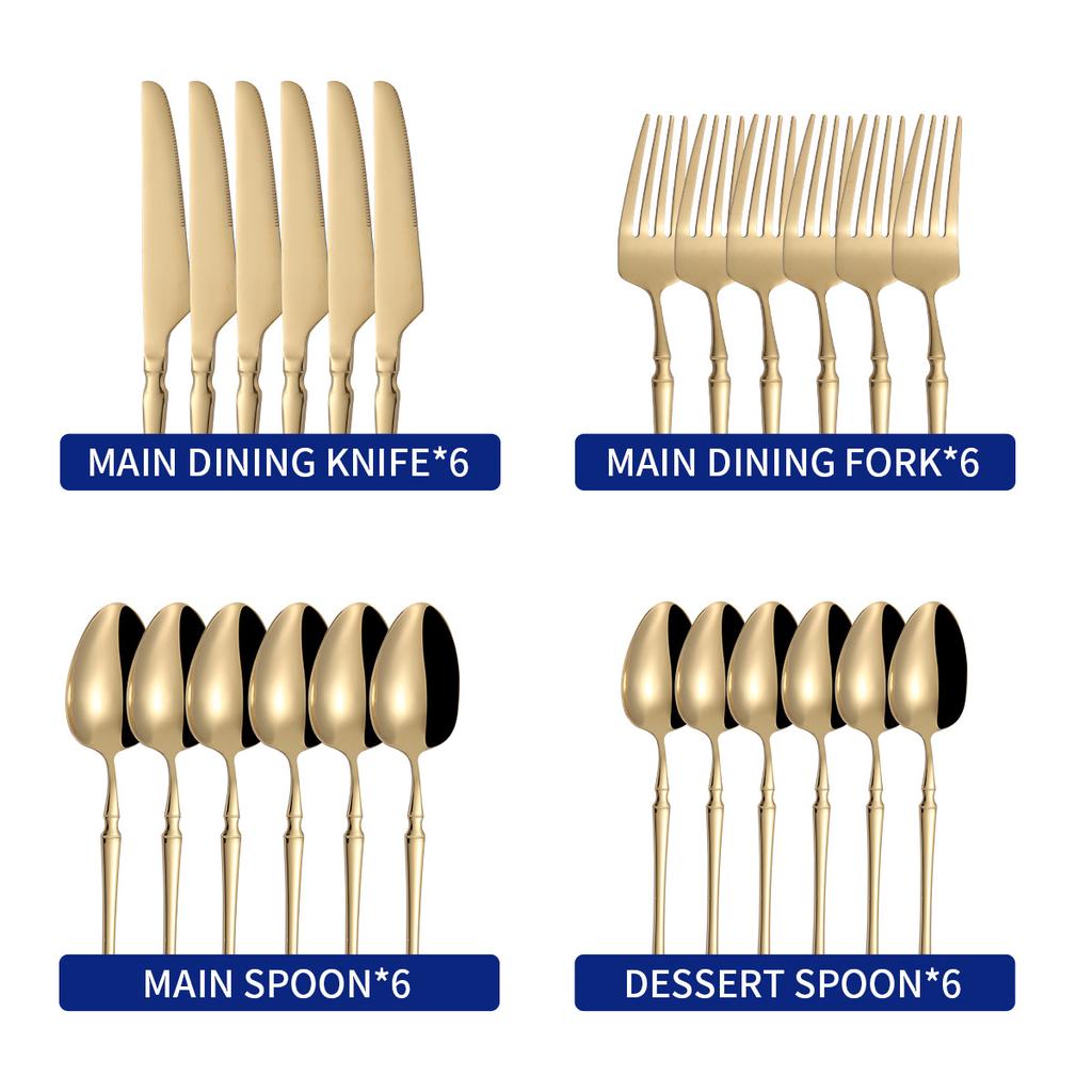 Stainless Steel Ins French Style Small Waist Light Luxury Retro Style Spork for Western-Style Food 16-Piece Set