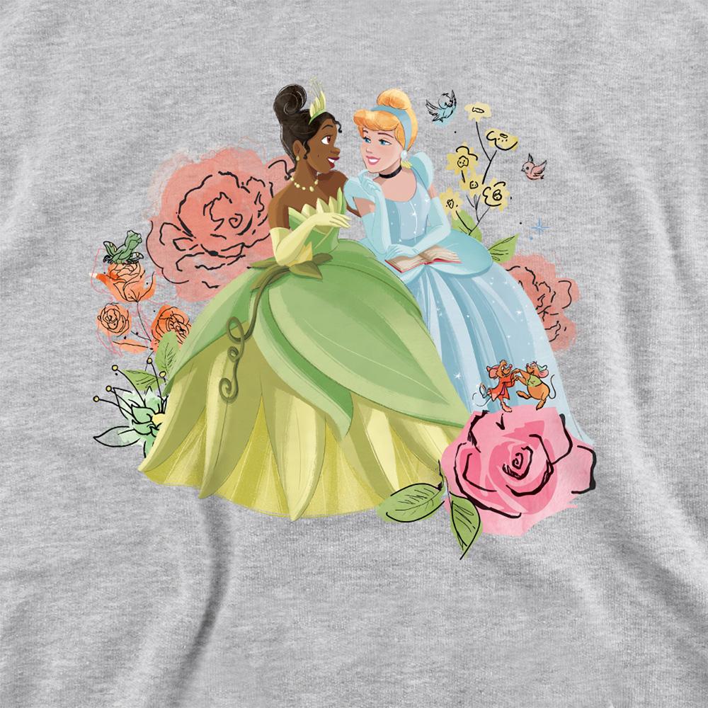 Disney Princess Childrens/Kids In The Garden Tiana And Cinderella Heather Hoodie