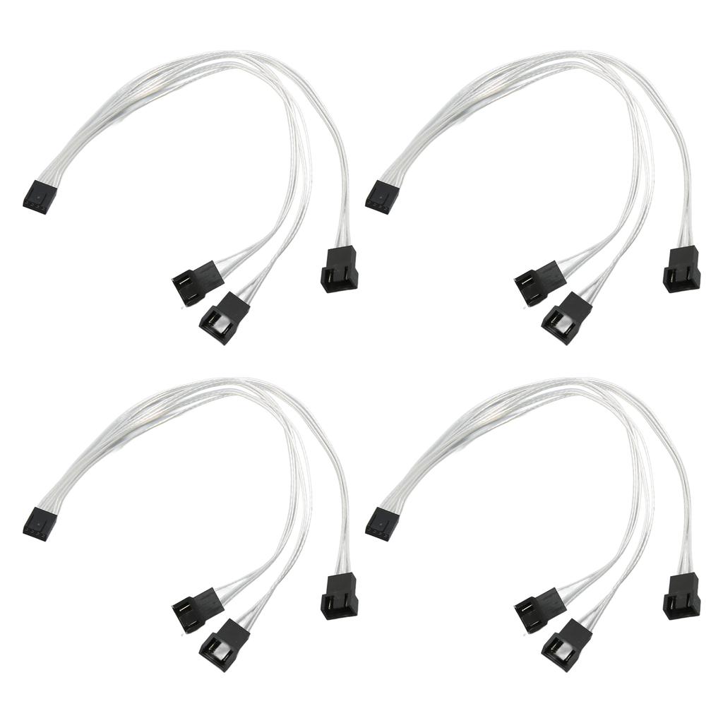 4pcs PWM Fan Extension Cable 4 Pin Silver Coated Copper Wire PC Fan Extension Cable for PC Cooling